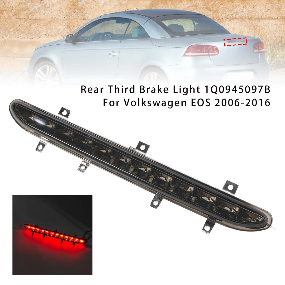 Rear Third Brake Light for Volkswagen EOS (2006–2016) 1Q0945097B, 1Q0945097A