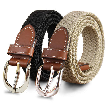 2X 1'' Narrow Width Elastic Belt for Medium 36"-38" (Black/Khaki)