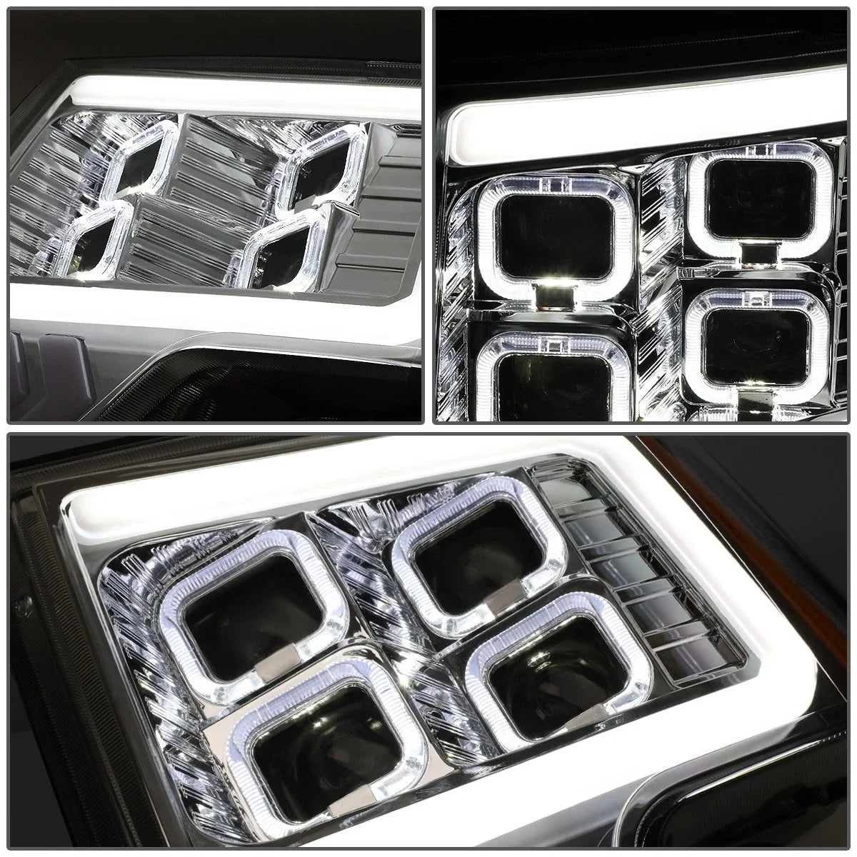 LED DRL Halo Chrome Amber Projector Headlights for Ford F-150 (2009–2014)