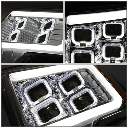 LED DRL Halo Chrome Amber Projector Headlights for Ford F-150 (2009–2014)