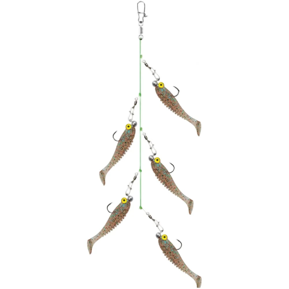 Set of 5 Soft Silicone Fishing Lures with Swivel Hook (55CM, 7CM)