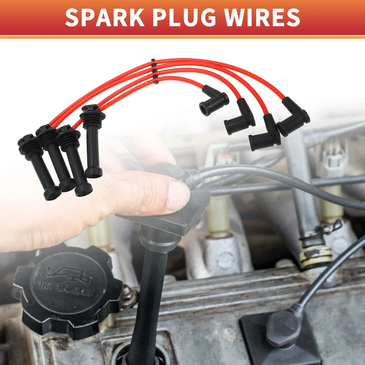 Set of 4 Spark Plug Wire Ignition Coil Cables for Ford Focus (1998–2004)