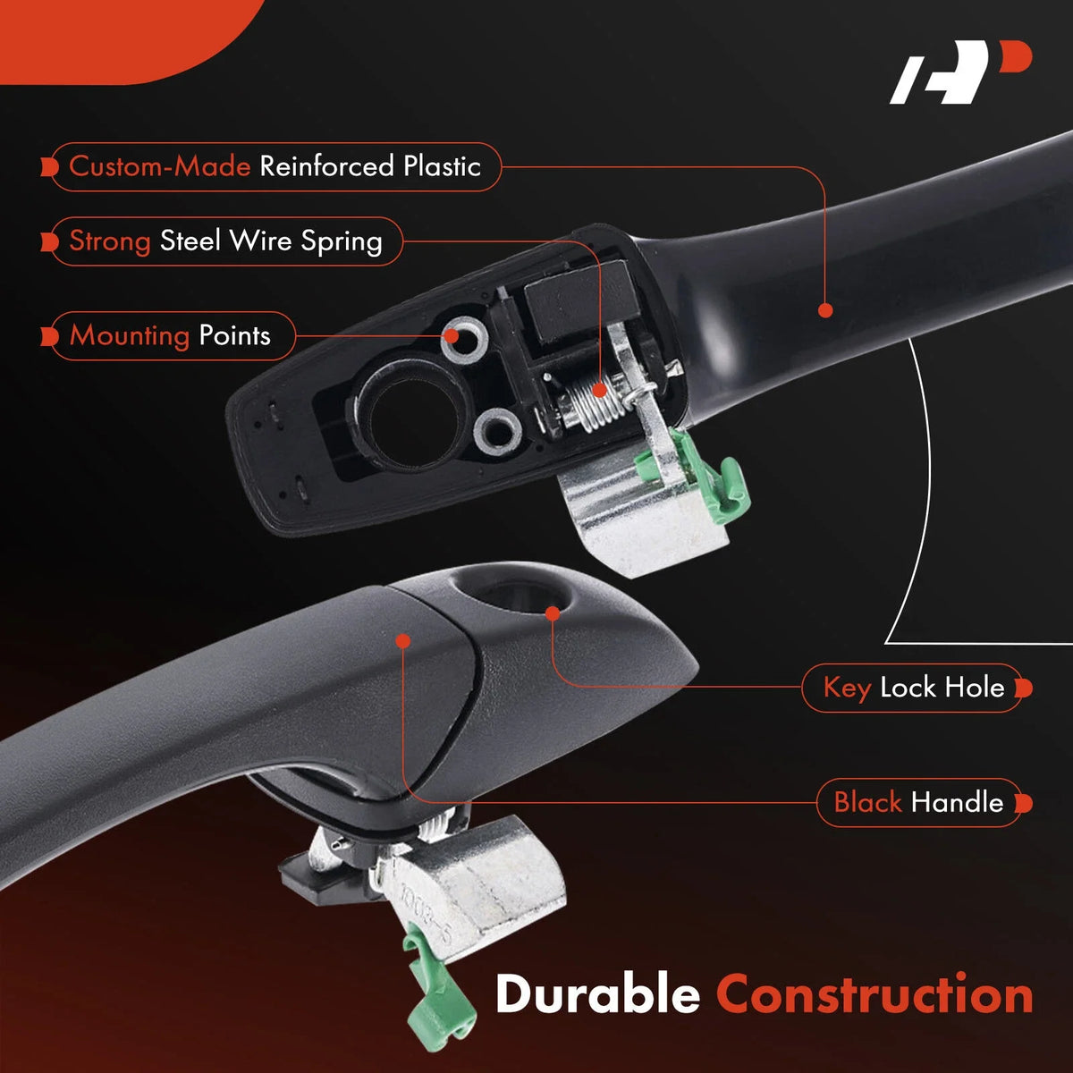 Front Right Exterior Door Handle with Keyhole for Jeep Compass (2007–2017)