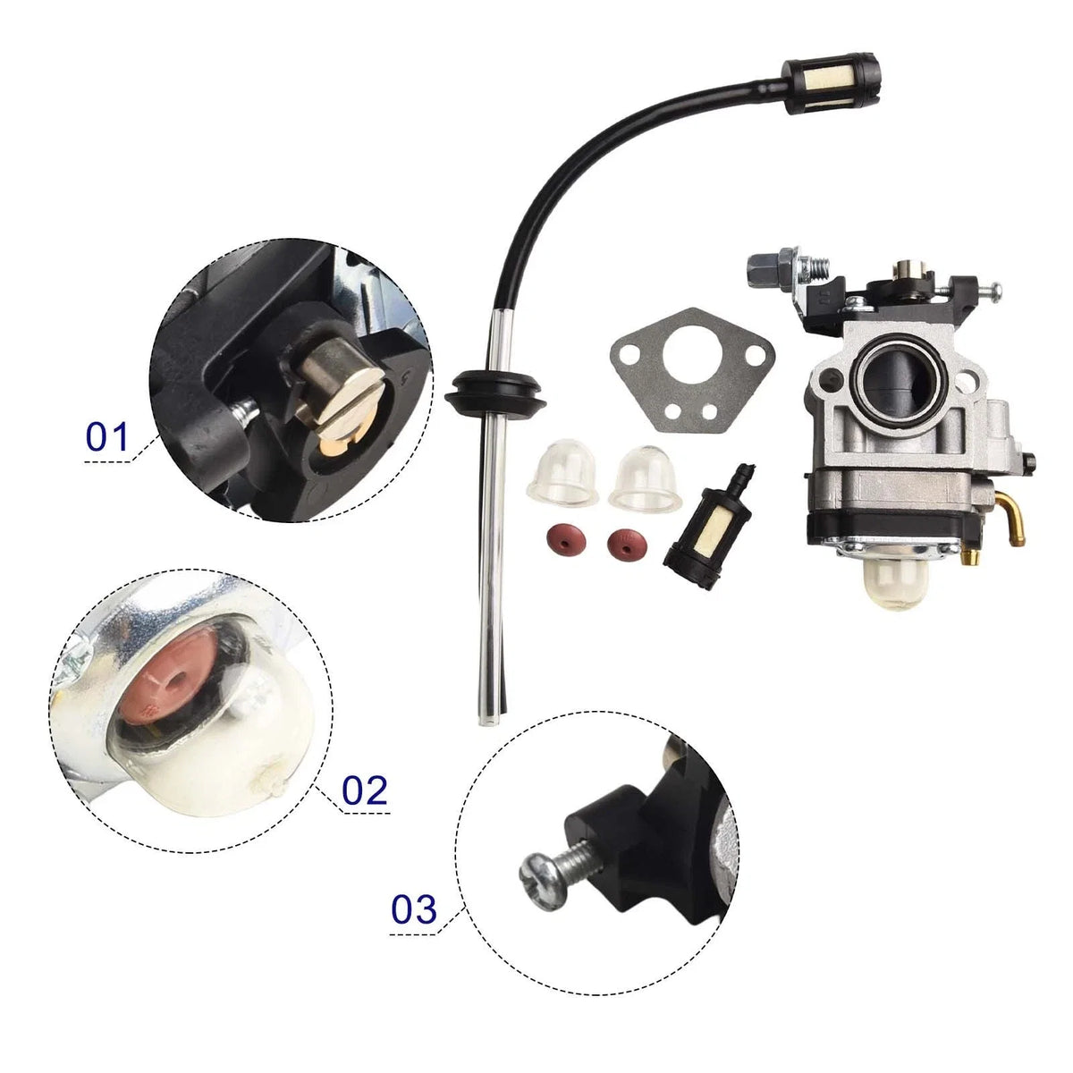 Carburetor with Gasket for Brush Cutter Engine 43cc 49cc 52cc