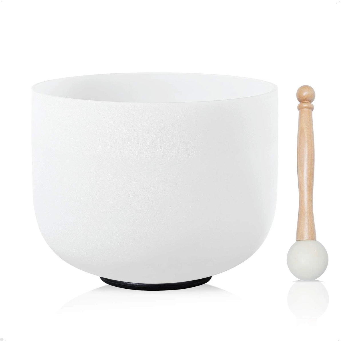 8 Inch G Note Throat Chakra Frosted Quartz Singing Bowl (No Part Numbers)