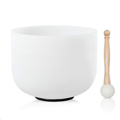 8 Inch G Note Throat Chakra Frosted Quartz Singing Bowl (No Part Numbers)