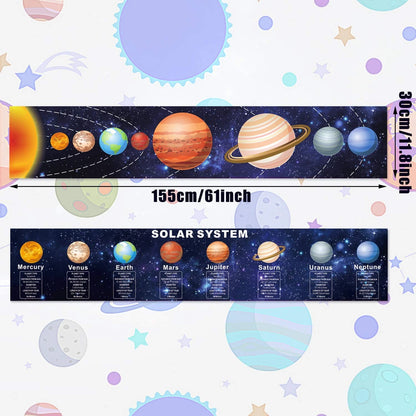 Zonon Classroom Space Decor Solar System Wall Art (61.02 x 11.81 inches)