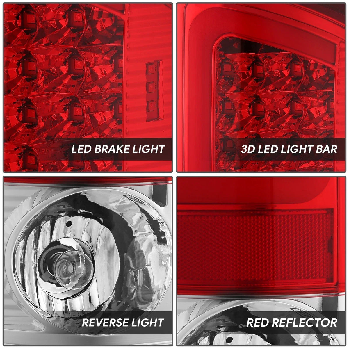 2X LED C-Tube Tail Brake Light Lamp for Dodge Ram 1500 2500 3500 (2002–2006)