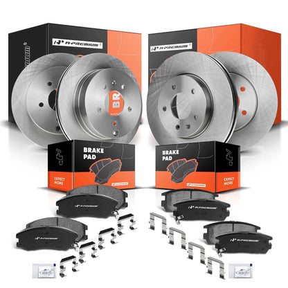 Set of 4 Disc Brake Rotors & Ceramic Pads for Chevy Saturn Pontiac (R-55148, P-1264, R-55147, P-1275)