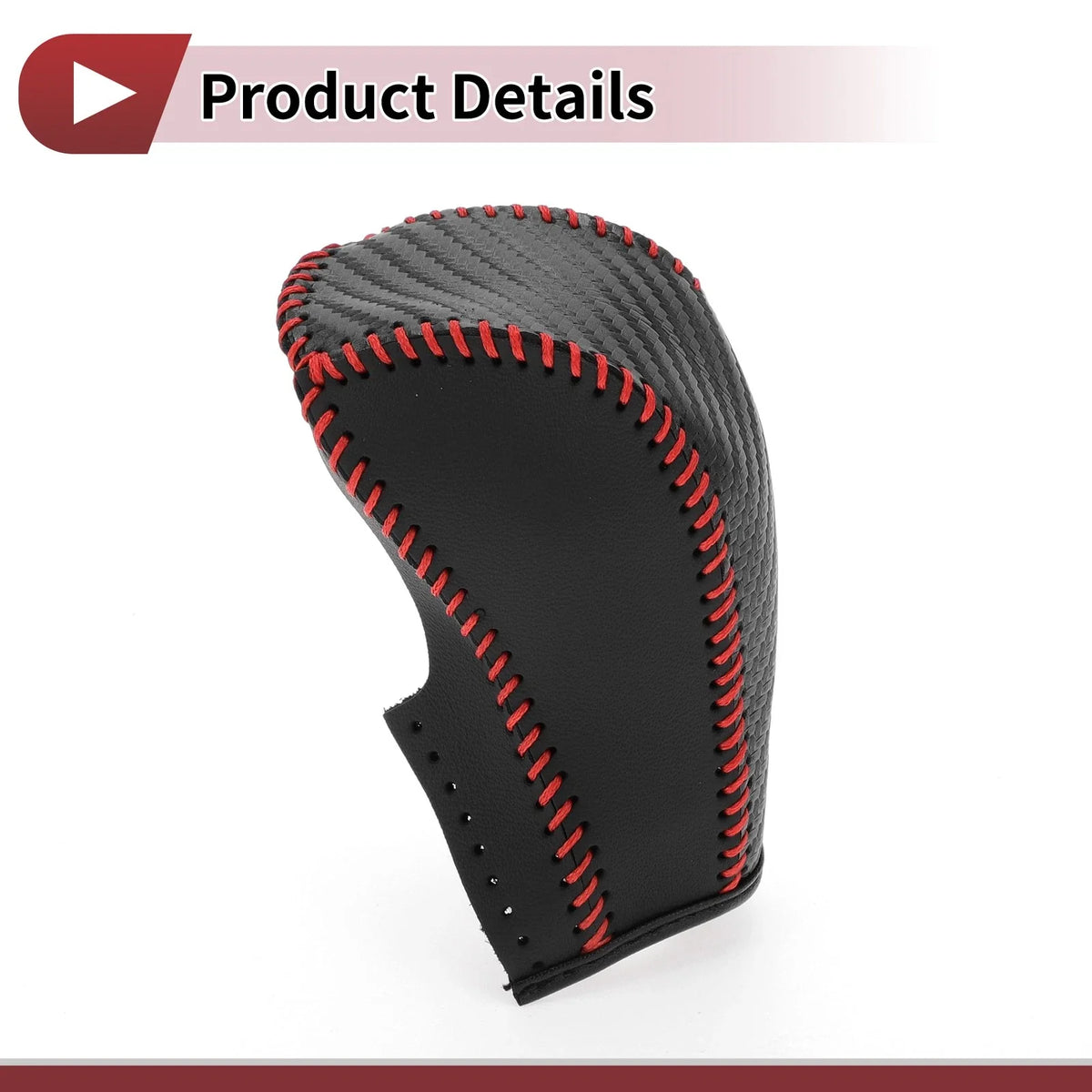 Gear Shift Knob Cover for Chevrolet Aveo (2004–2011) - Black Carbon Fiber, Red Leather