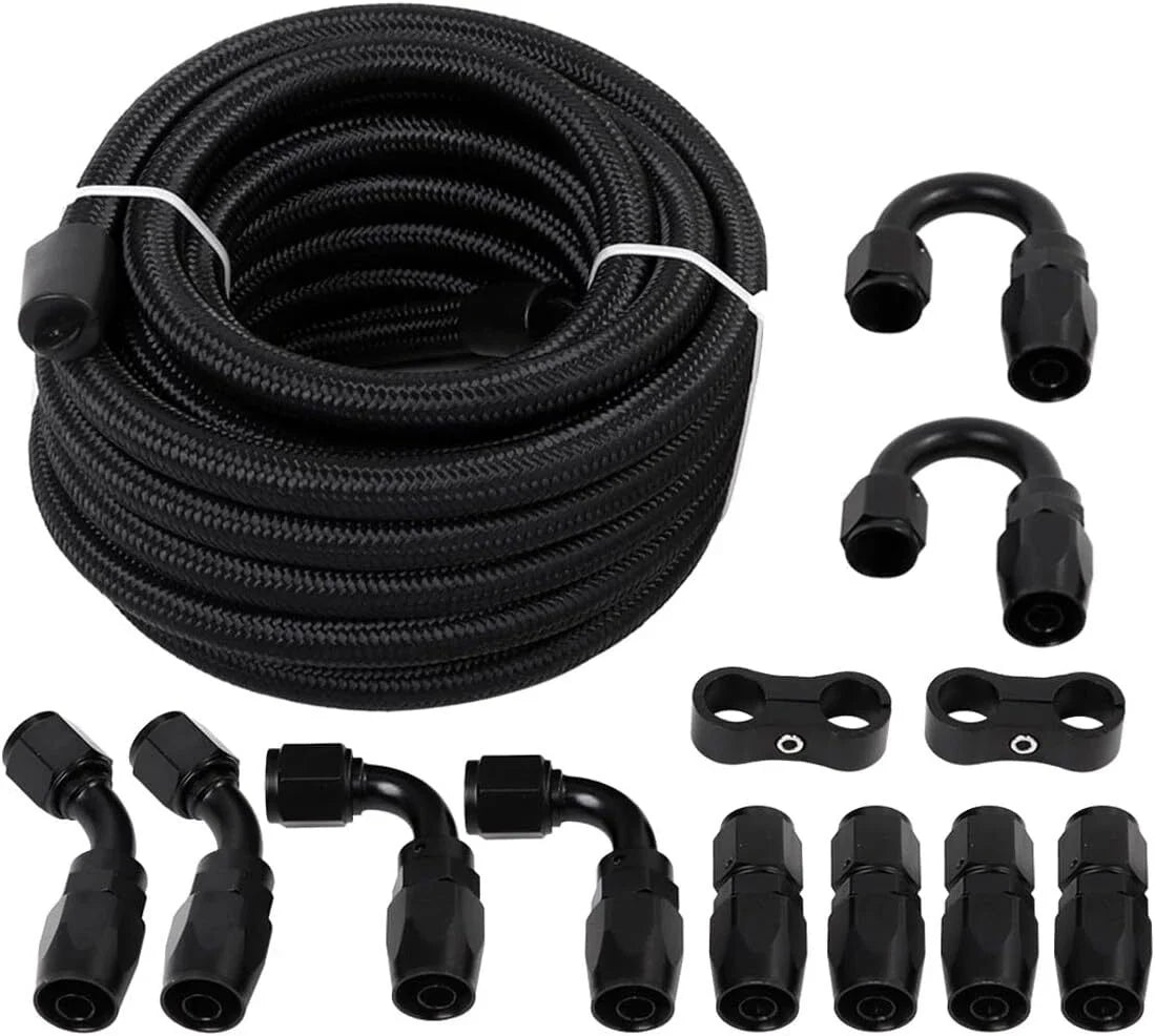 8AN Braided Nylon Fuel Line Kit for Oil Hose End Fittings (For 8AN)