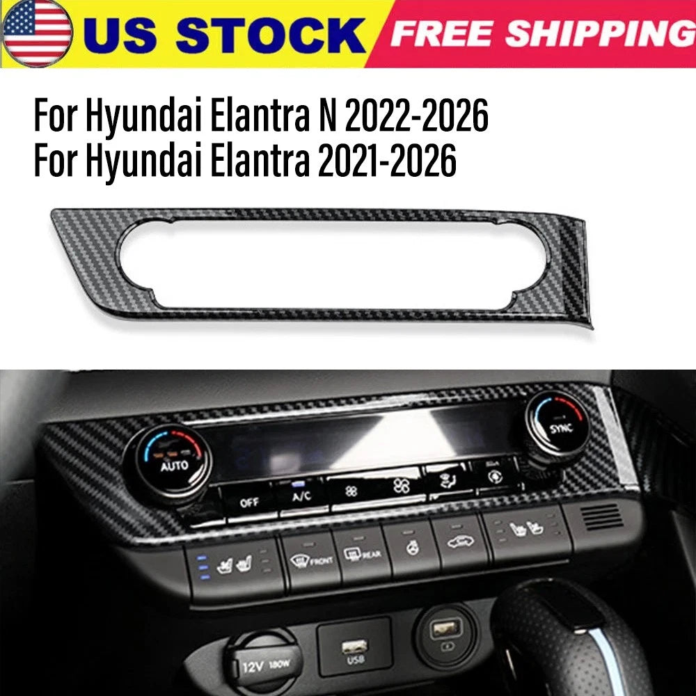 Carbon Fiber ABS Air Conditioner Button Cover Trim for Hyundai Elantra N (2021–2023)