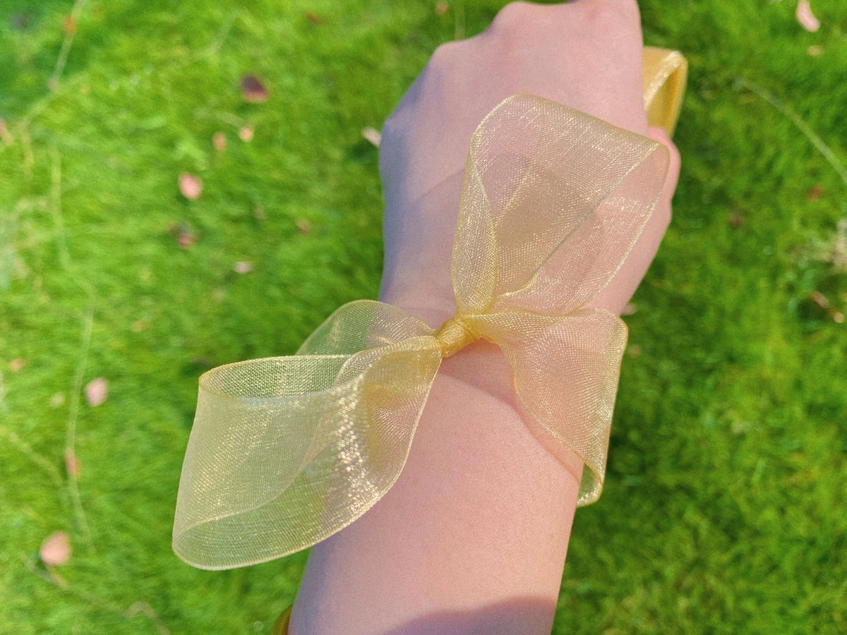 1 Inch Sheer Organza Ribbon for Crafting (50 Yards, Gold)