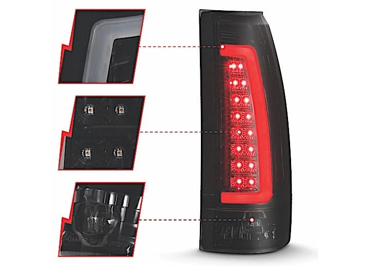 LED Taillights for Cadillac Escalade/C/K (1988–2002) 311345 Black Housing Smoke Lens