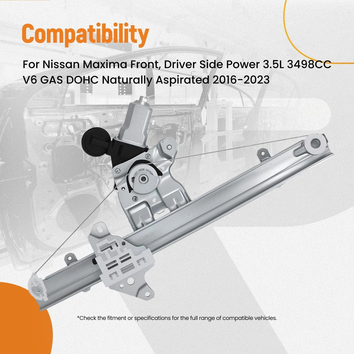 Front Driver Side Window Regulator w/ Motor for Nissan Maxima (2016–2023) 751-068