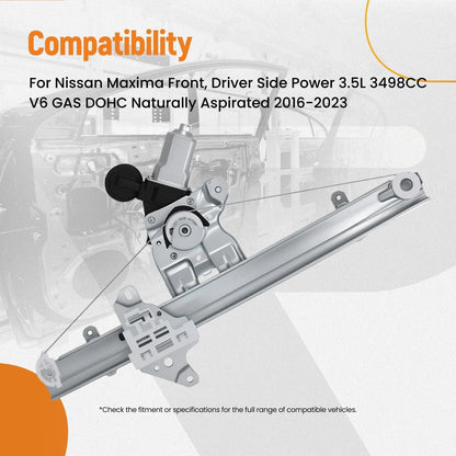 Front Driver Side Window Regulator w/ Motor for Nissan Maxima (2016–2023) 751-068