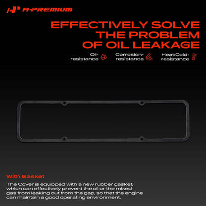 2X Engine Valve Cover with Gaskets for Chevy 283-400 (1958–1986) R6181BK
