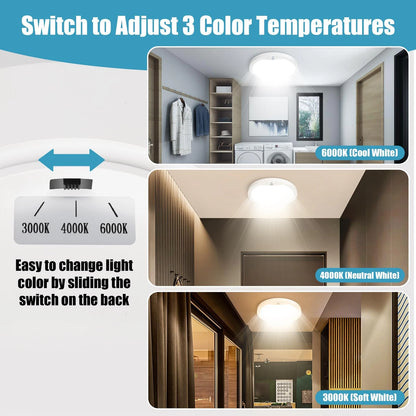 Set of 2 Hard-Wired Motion Sensor Ceiling Lights 9in 20W Flush Mount White