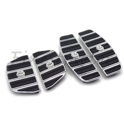 Chrome Skull Rider Passenger Footboard Kit for Harley Touring/Softail (1987–2015)