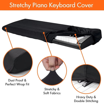 Dust Cover for 88 Keys Piano Keyboard (Music Dirt Proof Stretchy)