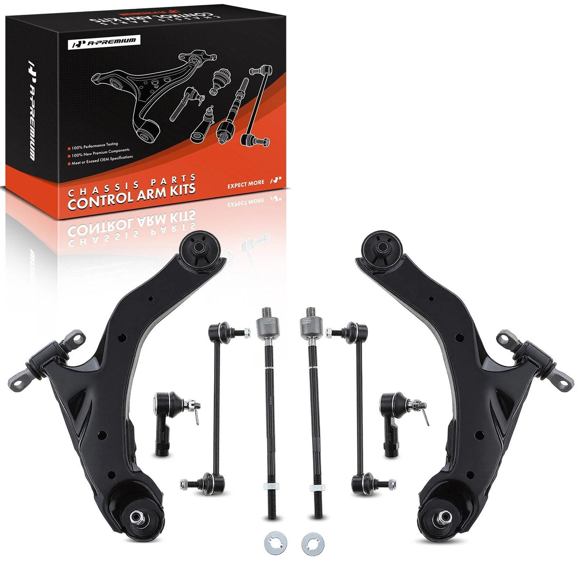 Set of 8 Front Control Arm, Sway Bar Link & Tie Rod for Kia Spectra5 (2004–2009)