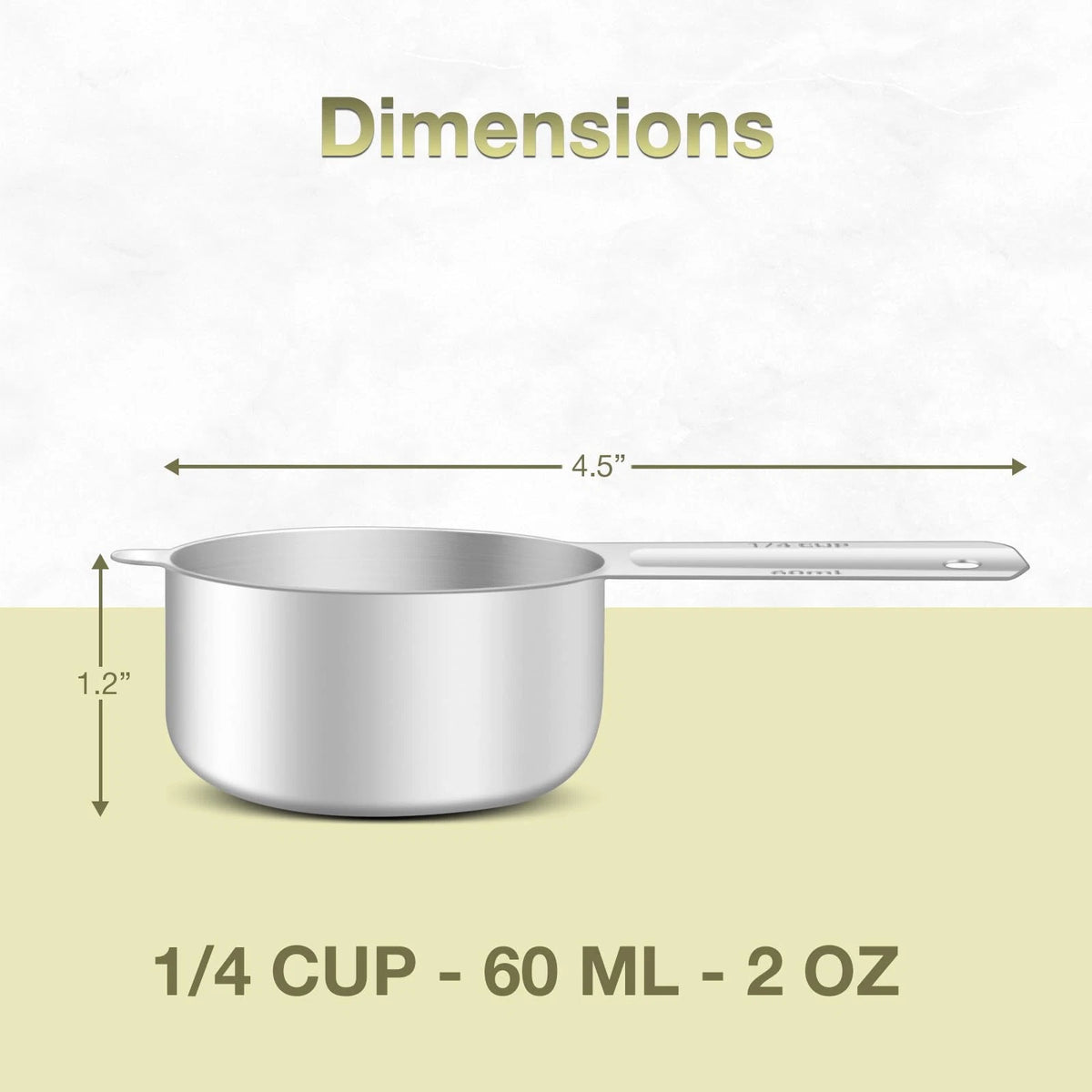 1PCS 1/4 Cup Measuring Cup for Precision Cooking (60ml, 2oz) Silver