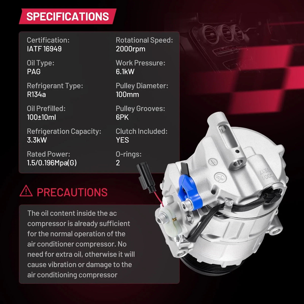 A/C Compressor for Mercedes-Benz S550 CL500 GL450 (2007–2012)
