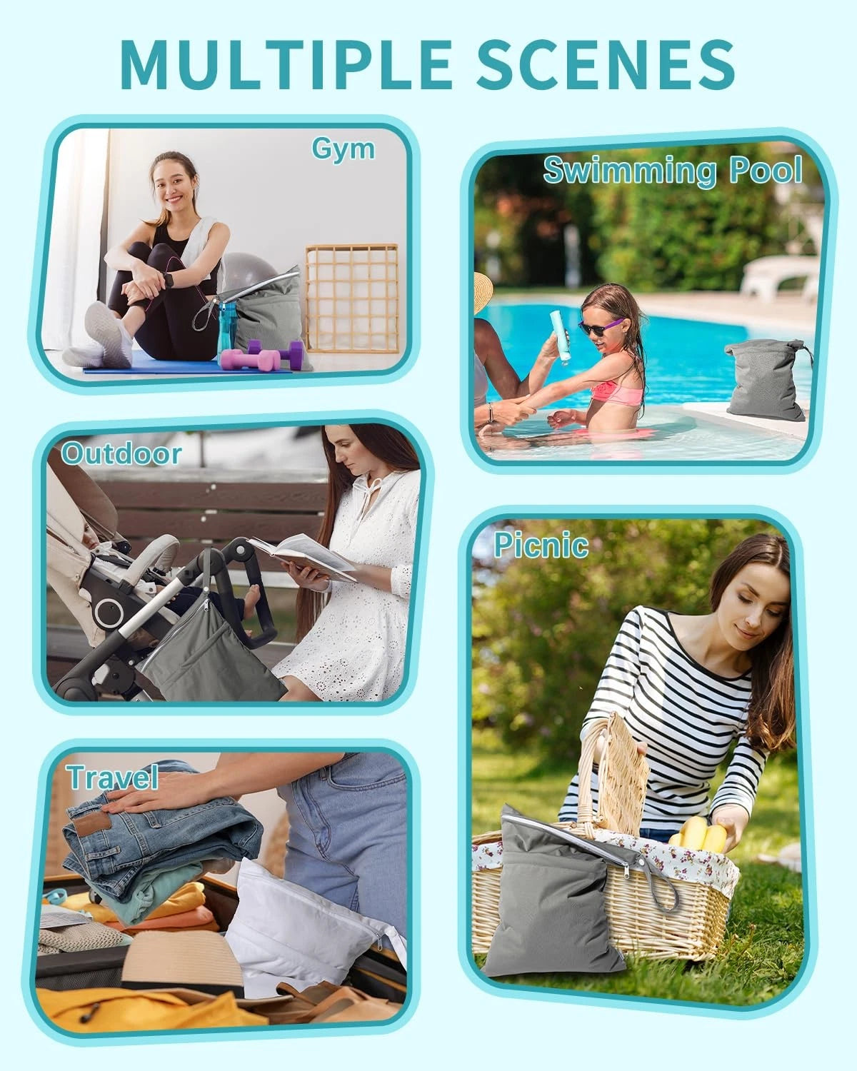 3 Pack Wet Dry Bags for Babygoal (Medium)
