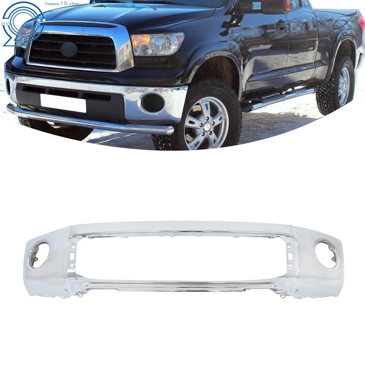 Split Chrome Steel Front Bumper for Toyota Tundra (2007–2013)
