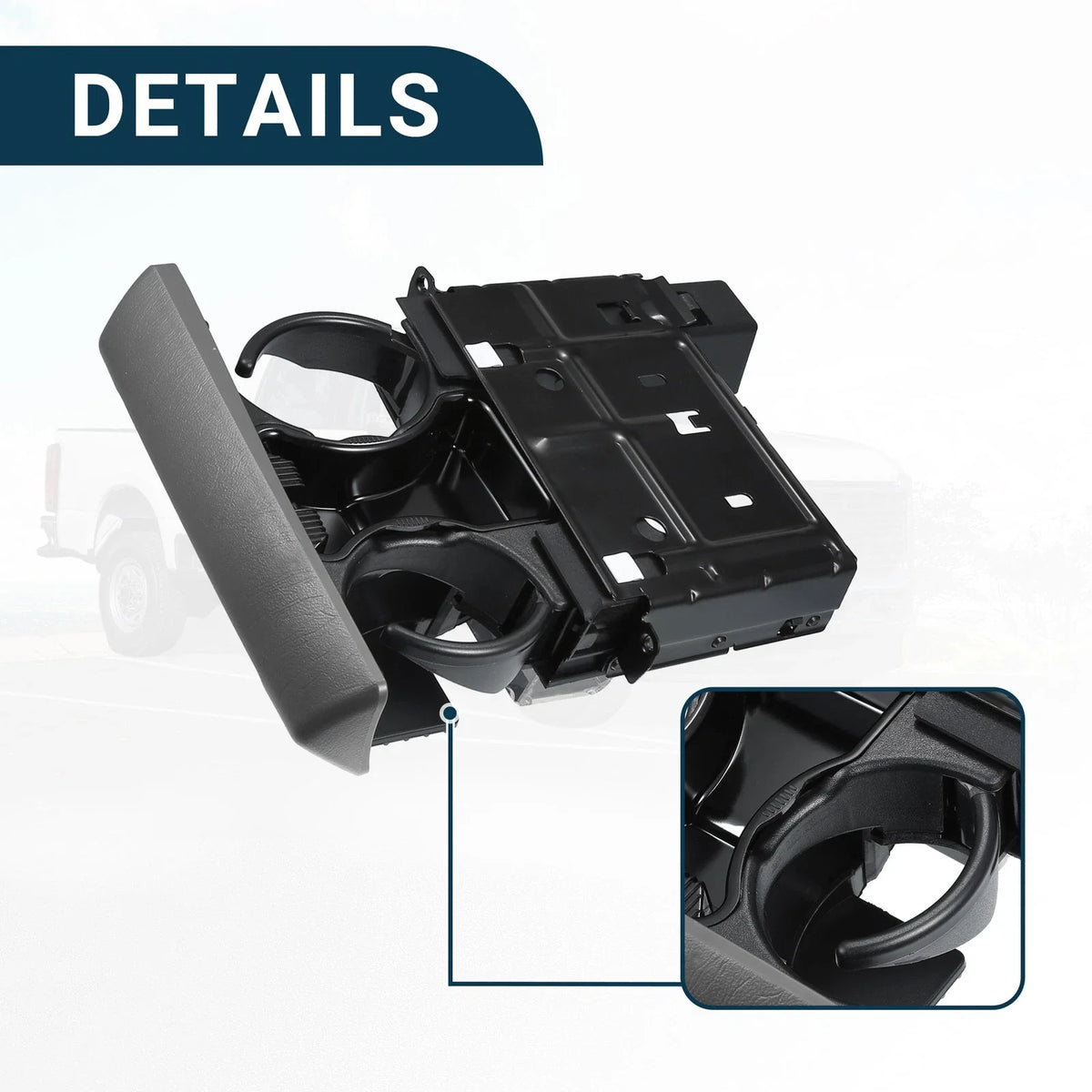 Cup Holder for Ford F-250 Super Duty (2005–2007) Gray Black 1 Pc