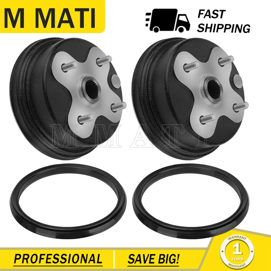 2X Front Wheel Brake Drum Hub & Dust Seal for Yamaha Timberwolf 250 (1992–1998)