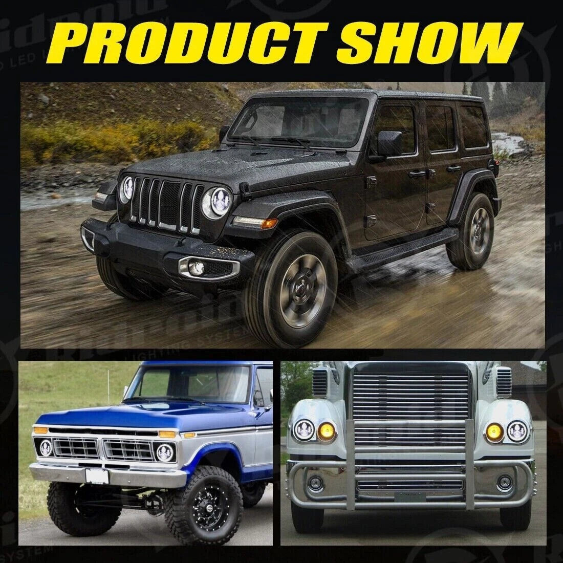 7" Round LED Headlights Pair Halo for Jeep Wrangler (LJ, TJ, CJ, JK)