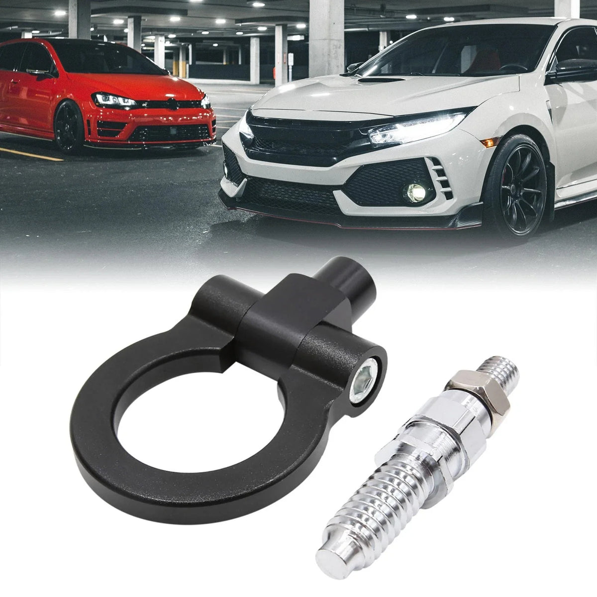 Black Aluminum Alloy Bumper Trailer Ring Eye Towing Hook for BMW E Series (2000–2023)