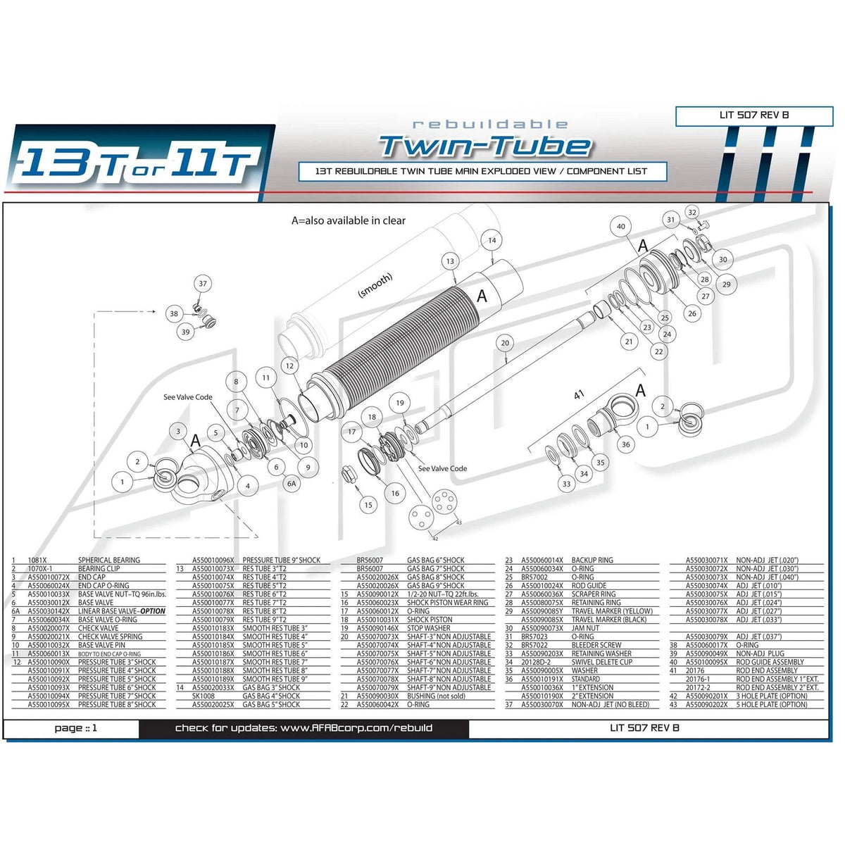 Adjustable Twin Tube Shock for Afco (A550030079X)