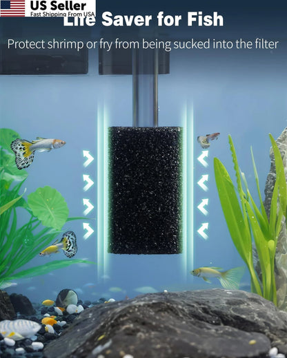 12 Pack Pre-Filter Sponge for Aquarium Filter 0.8" Intake Black