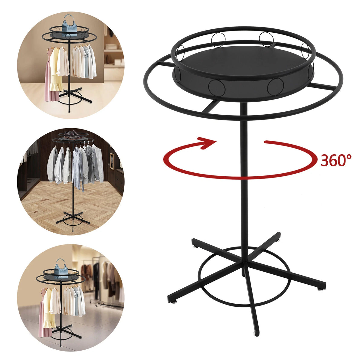 Rotatable Round Garment Rack for Clothing Display (2023)