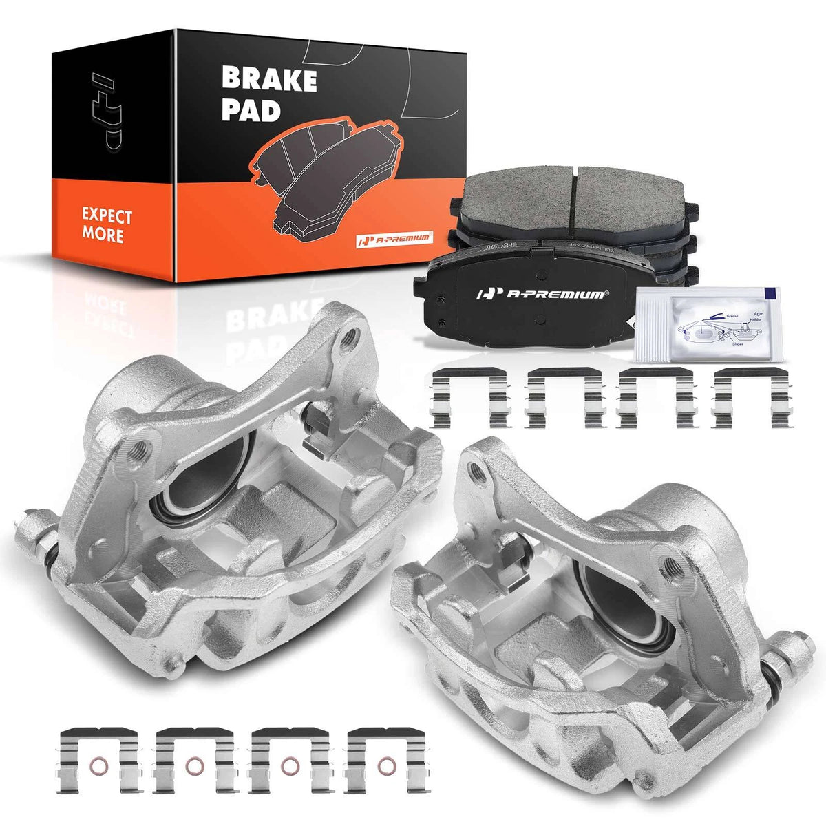 Front Brake Calipers + Pads for Kia Forte Koup (2010–2013) 581801MA10, 581801MA60, 581901MA60, 581901MA10
