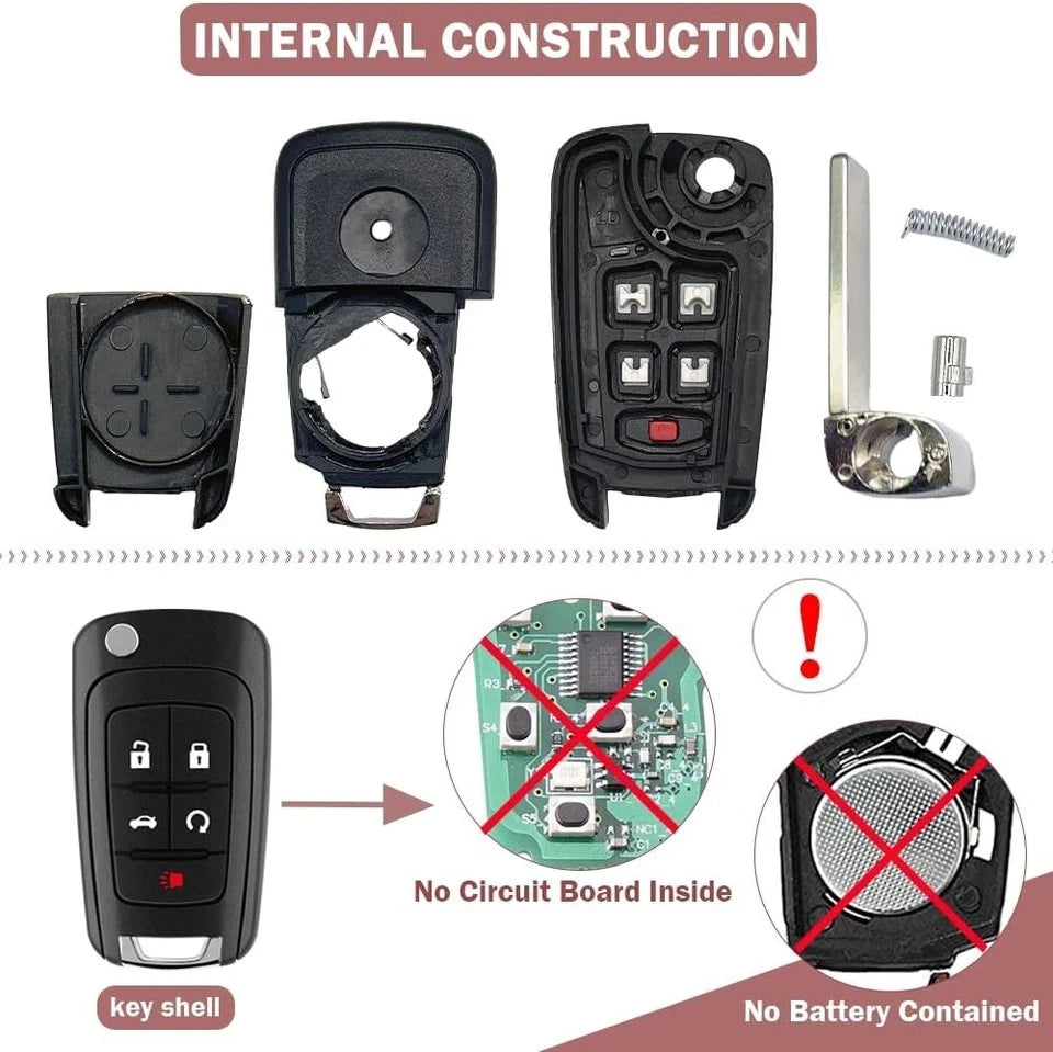 Key Fob Case Replacement 5 Button for Chevy Cruze Camaro Impala Equinox