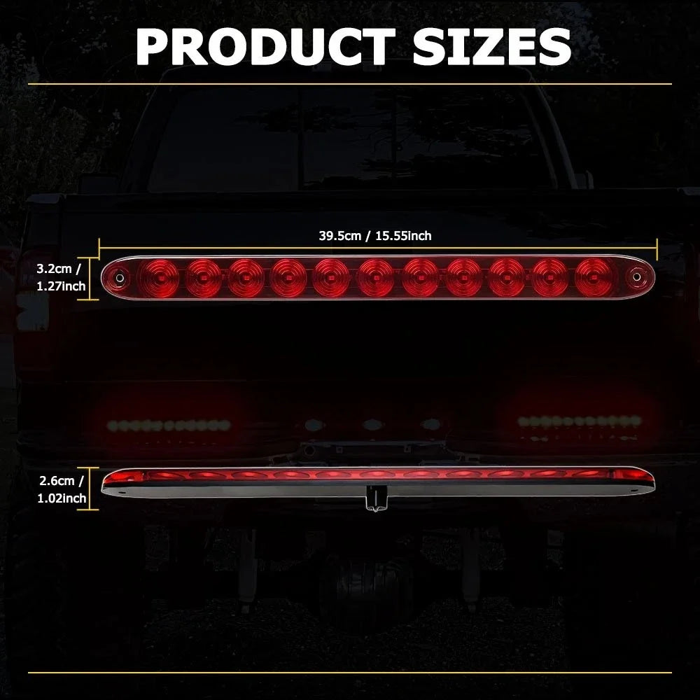 2X 15" Red LED Truck Trailer Strip Brake Lights for USA Models