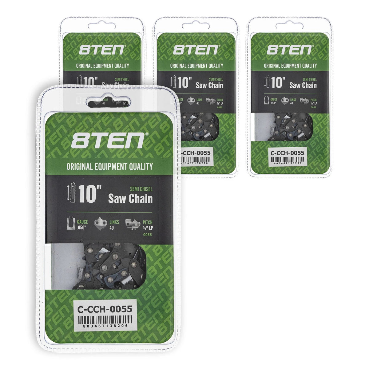 Set of 4 Chainsaw Chains 10 Inch .050 3/8 LP 40DL for Earthwise PS43010 PS40010