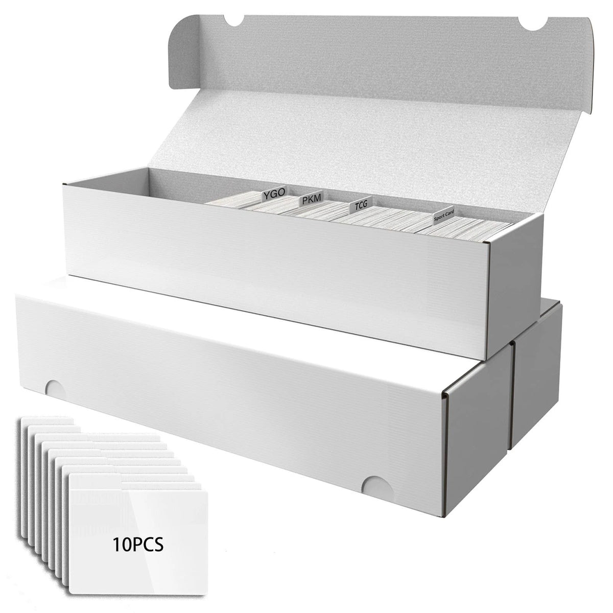 3-Pack Card Box for Trading Cards Storage (Laminated, White)
