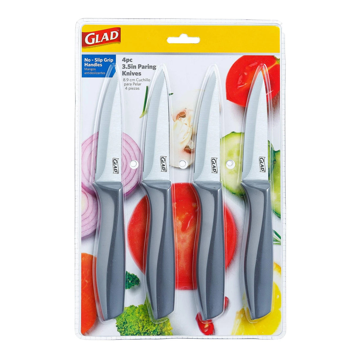 4X Glad Paring Knife Set - Sharp Stainless Steel Blades, Non-Slip