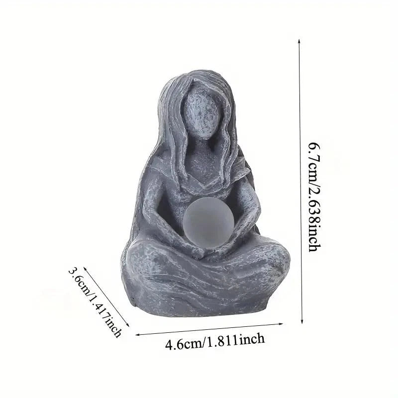 Moon Goddess Statue for Desktop Decor (Resin, Gray)