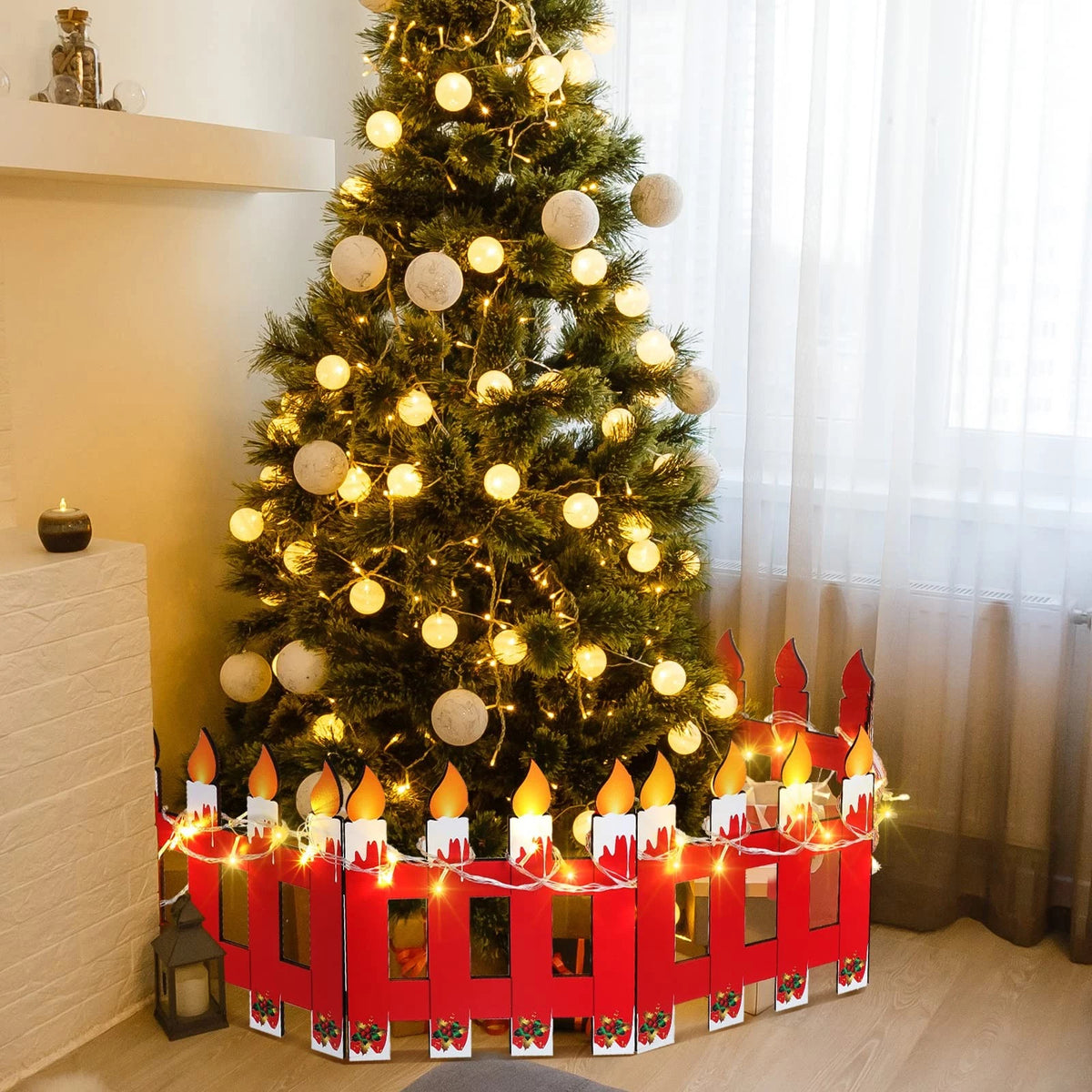 4 Pack 12 Inch Christmas Tree Fences for Pets Dog Safety Barrier