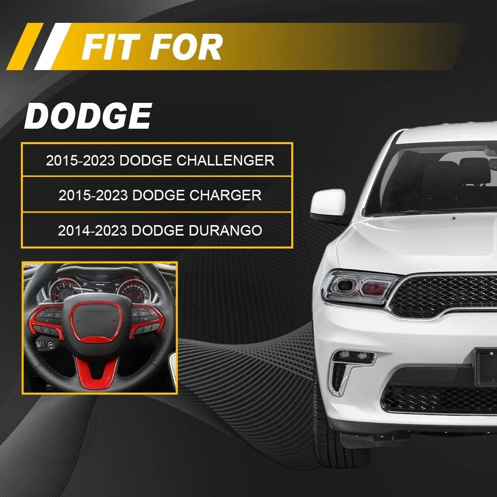 Steering Wheel Trim Cover for Dodge Challenger Charger Durango (2014–2023) Red