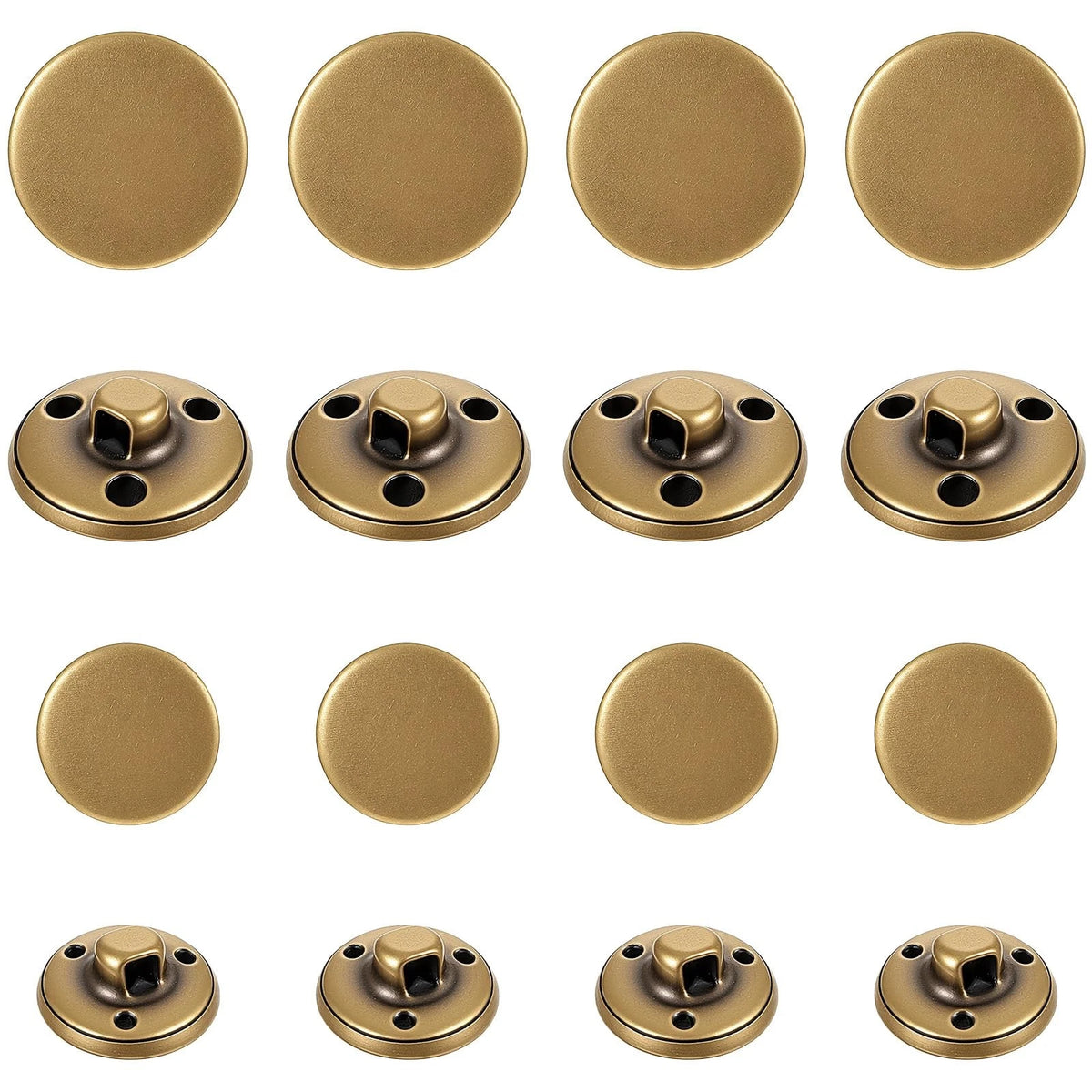16pcs Antique Brass Metal Buttons Set (15mm, 20mm, 18-23mm)