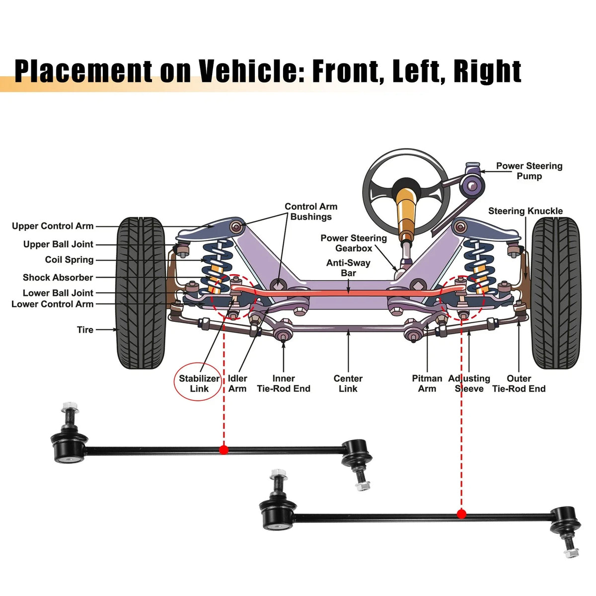 2X Front Rear Sway Bar Links for Honda Civic (2016–2019)