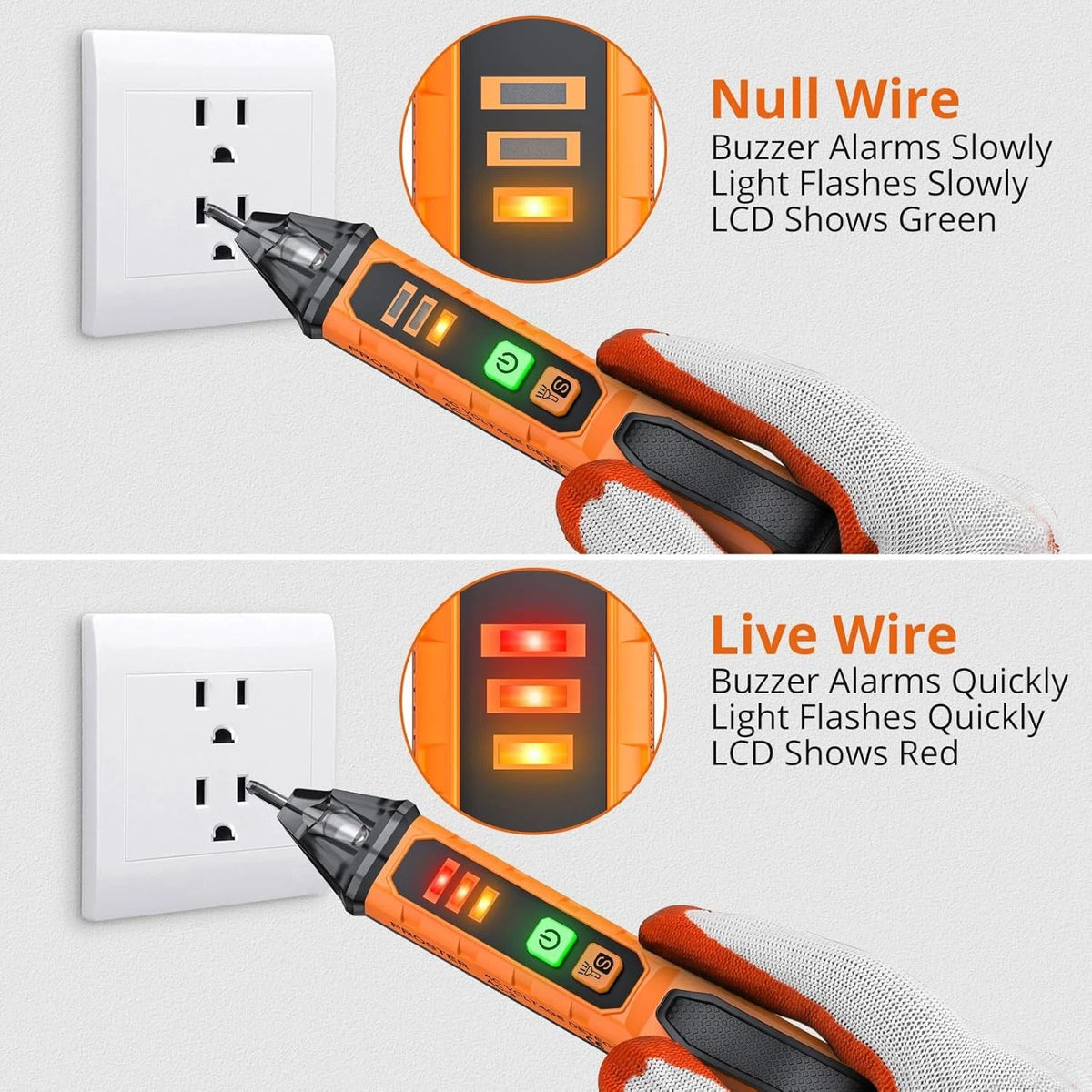 Non Contact Voltage Tester Pen for Automotive Use (Adjustable Black and Orange)