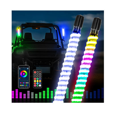 2X 1FT RGB LED Whip Lights with App & Remote for UTV ATV (2010–2023)