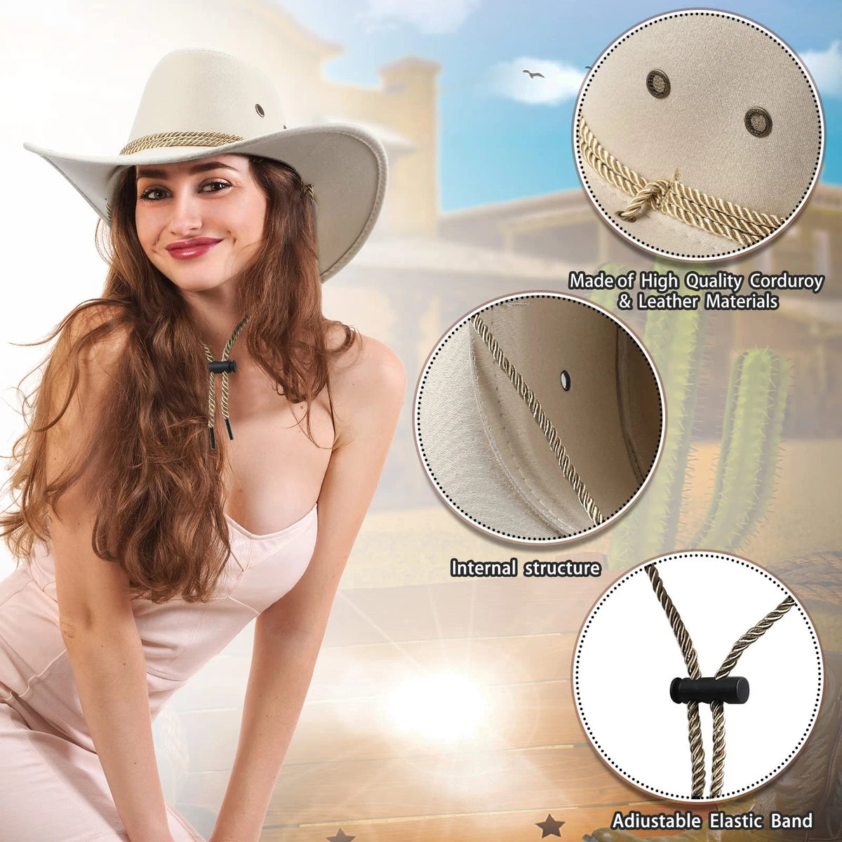 12 Pieces Cowboy Hats and Bandanas for Costume Party